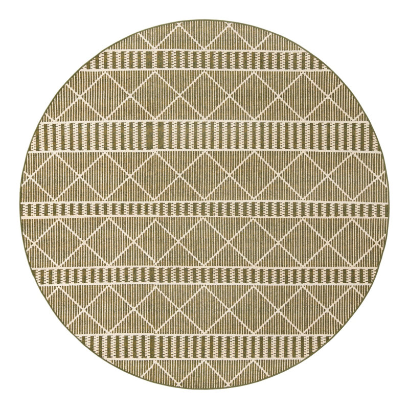 Arthur-James Washable Striped Indoor / Outdoor Rug, Round 7'10"