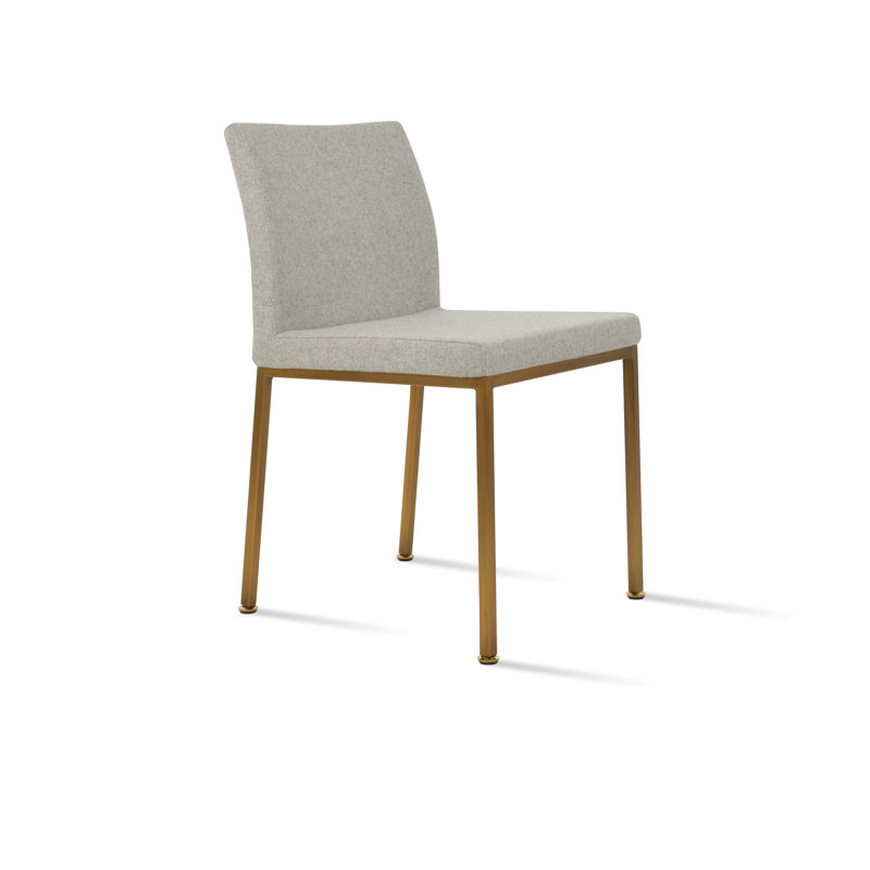 Aria Metal Side Chair in Wool, Silver Wool, Gold