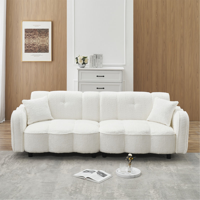 Canapé moderne en peluche de 96,06 pouces pour espace de divertissement., Blanc