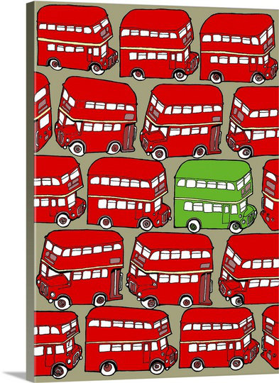 « bizarres-green double decker », impression Duncan Wilson, H 24 po x l 17 po x P 1,5 po, Toile