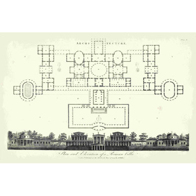 Plan et élévation d'une maison romaine