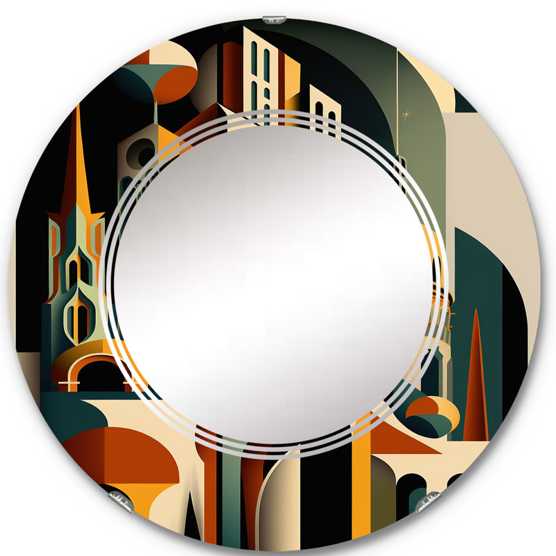 Fantasy Cityscape I - Miroir mural City Art Deco, 24 po x 24 po