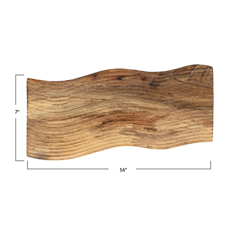 Grooved Mango Wood Rectangular Cheese Cutting Board, Walnut Finish