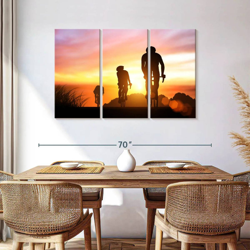 Sireci Cyclists At Sunset, 36" H x 57" W
