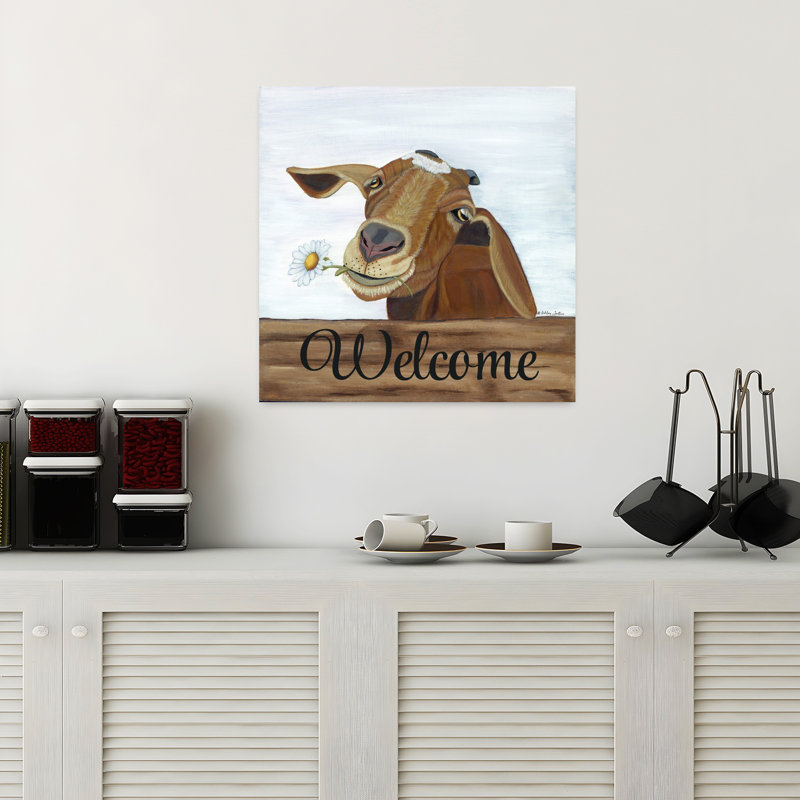 Theodore Welcome Whimsical Abstract Contemporary Daisy Animal Flower Art, 18" H x 18" W