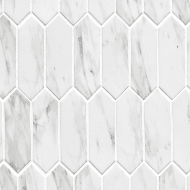Carreau de mosaïque en verre recyclé hexagonal 10,9 po x 9,5 po, Blanc