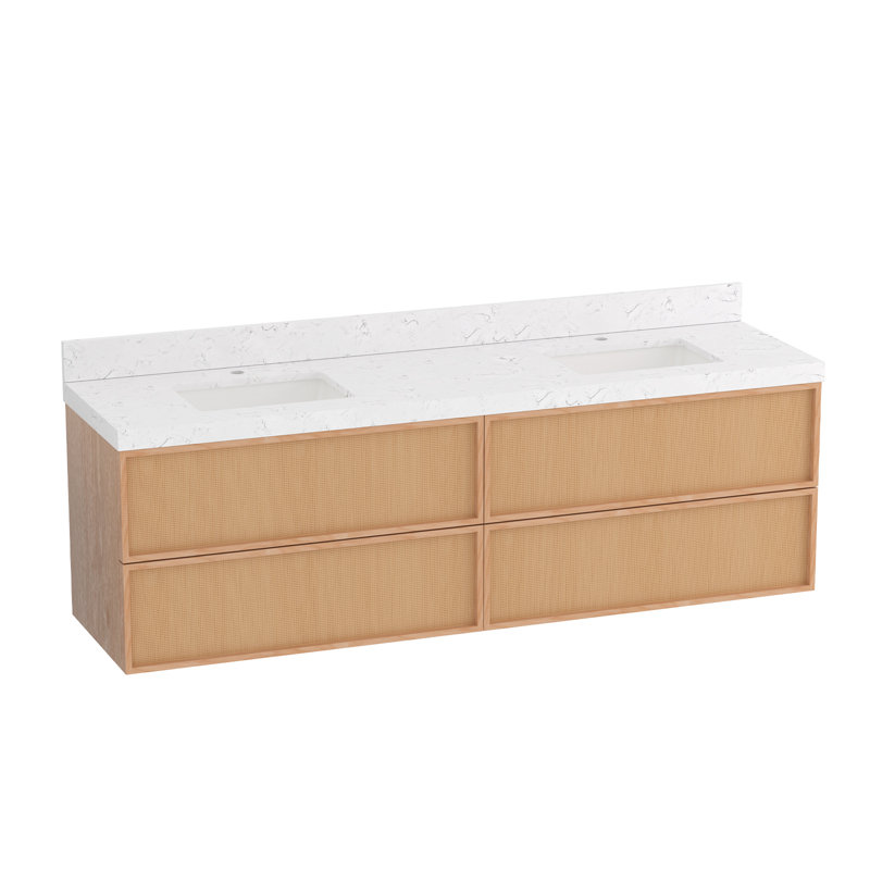 Bibbye 72" Wall Mounted Floating Bathroom Vanity With Double Sinks