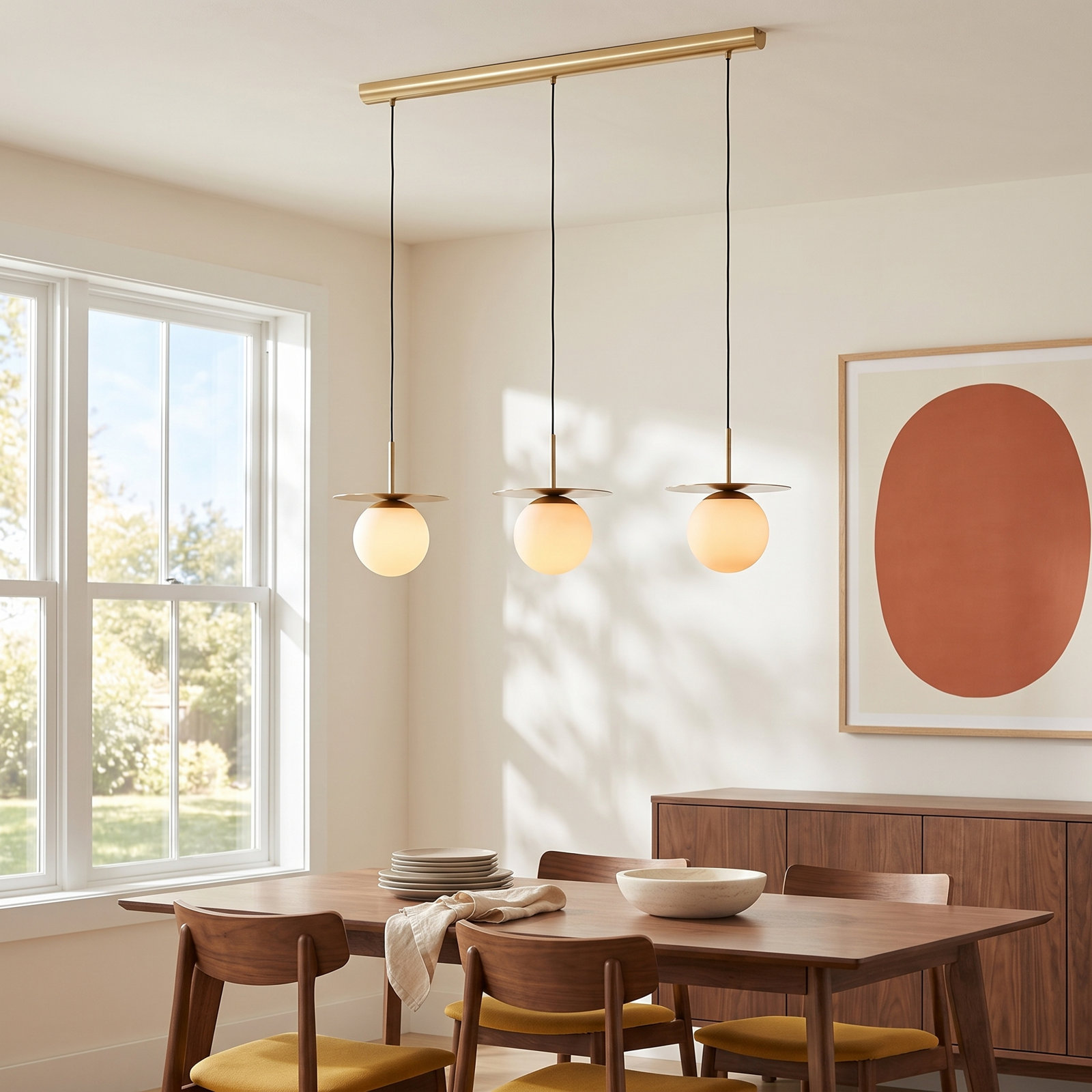 Cathy 3 Light Glass Dimmable Pendant