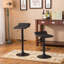 Table de bar à hauteur réglable avec plateau carré noir et 2 tabourets pivotants en cuir pivotant pour le bureau