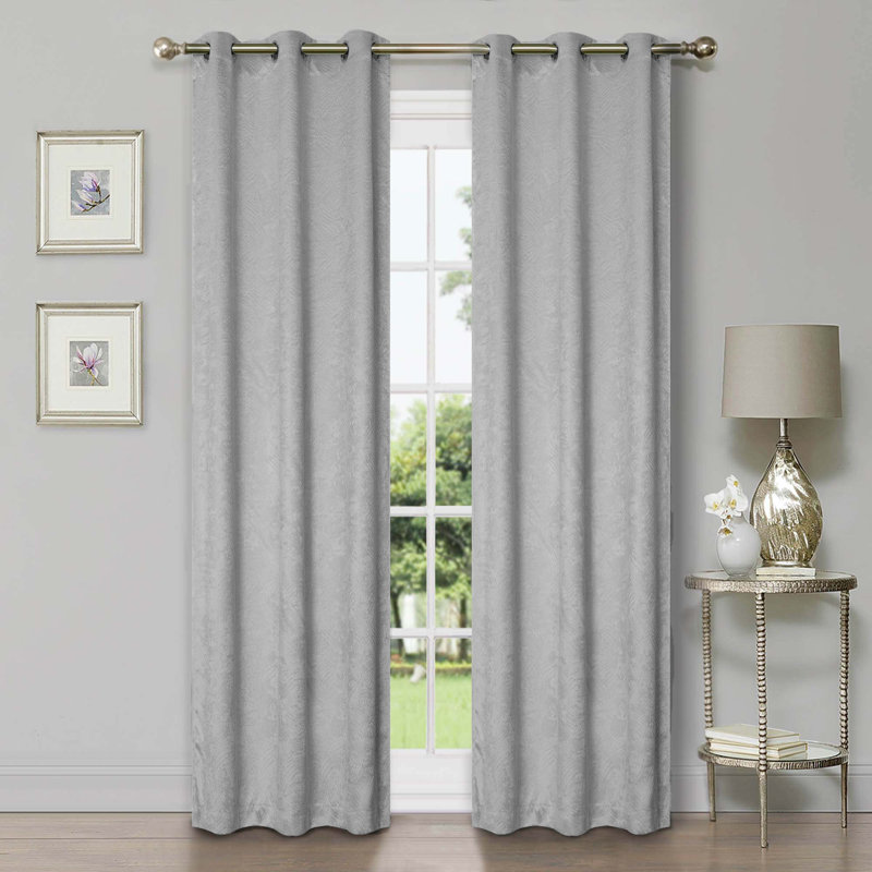 Vedder Geometric Room Darkening Thermal Curtain Panels, Ivory, 52" W x 120" L