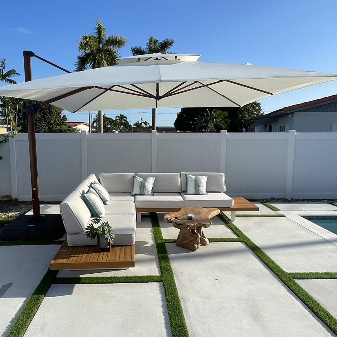 Roopal 144'' Square Cantilever Umbrella with Wheeled Base Arlmont & Co. Fabric 