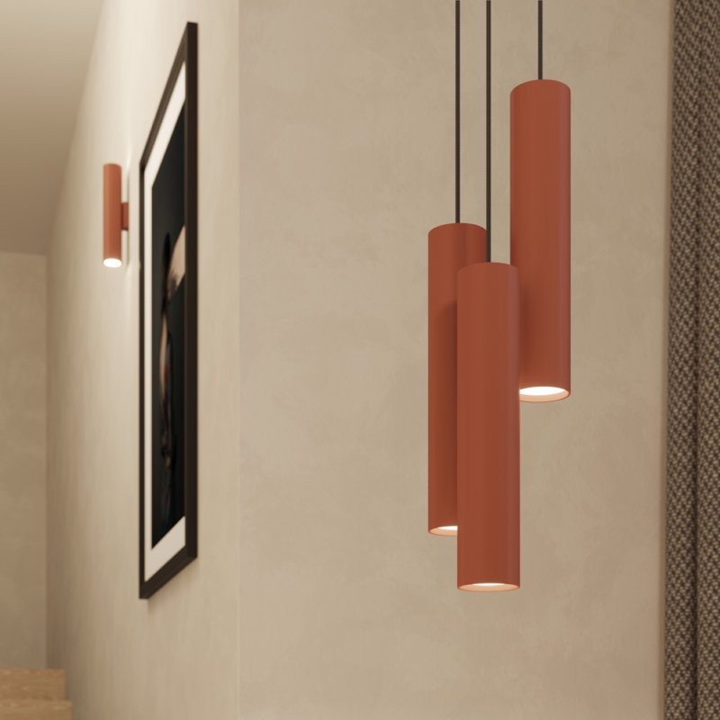 Bergmundur 3 - Light Stainless Steel Pendant, Red