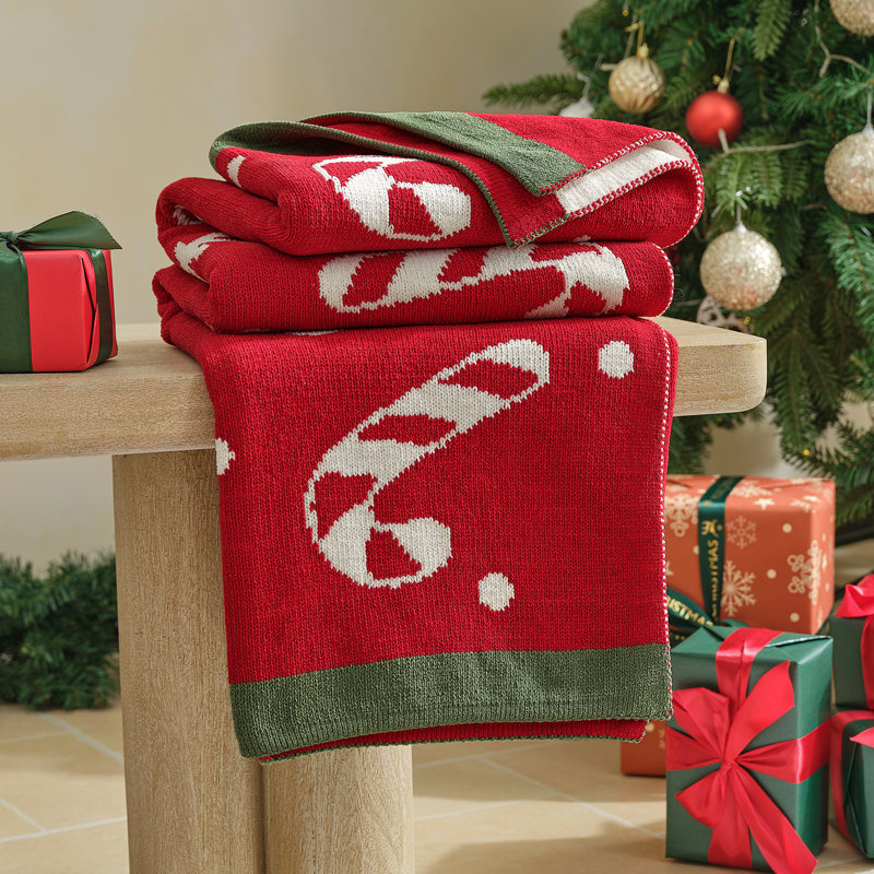 Jeté en chenille Amélie Home, motif de Noël réversible, cadeau de Noël pour lit et canapé