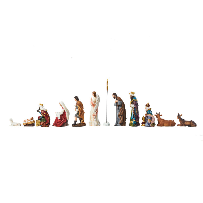 13 pièces de figurine de crèche de luxe en résine, ensemble de crèche de Noël de 7,9 po pour Noël, 7.9" H x 2.7" W x 2" D
