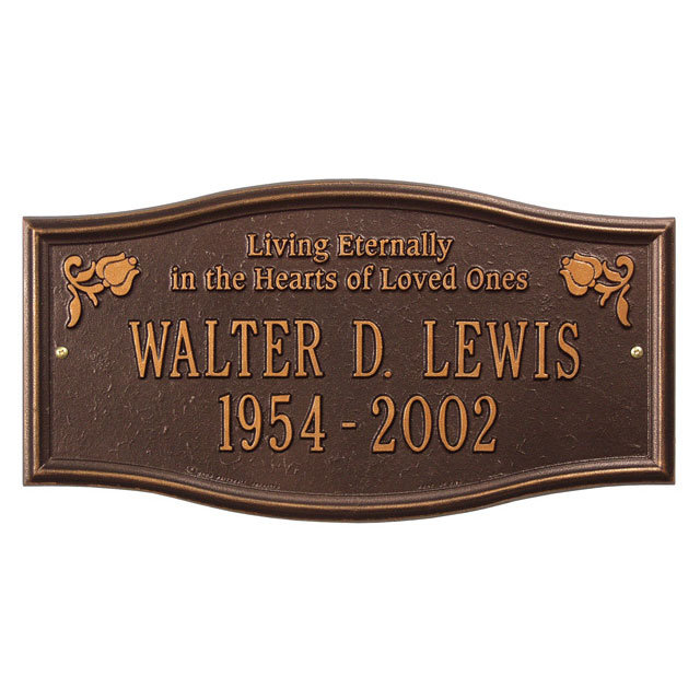 Alexandria 'Living Eternally' Memorial Plaque, Yes, Bronze/Gold