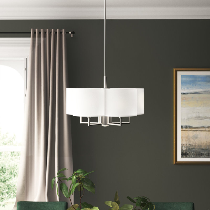 Vino Dimmable Drum Chandelier, Off-White, 14.75"H x 24"W x 24"D