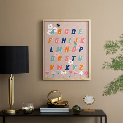 Floral Alphabet Framed Print - Solid Wood