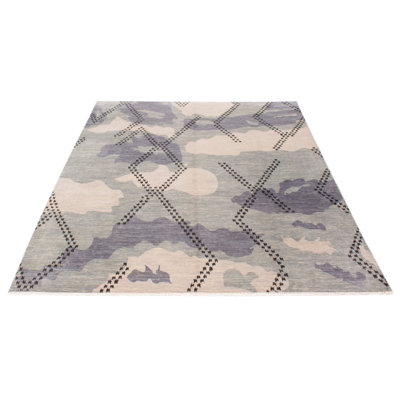 One-of-a-Kind 8' X 9'10" New Age Wool Area Rug in Light Gray