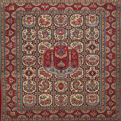 Tapis rouge/brun/gris traditionnel Porrima