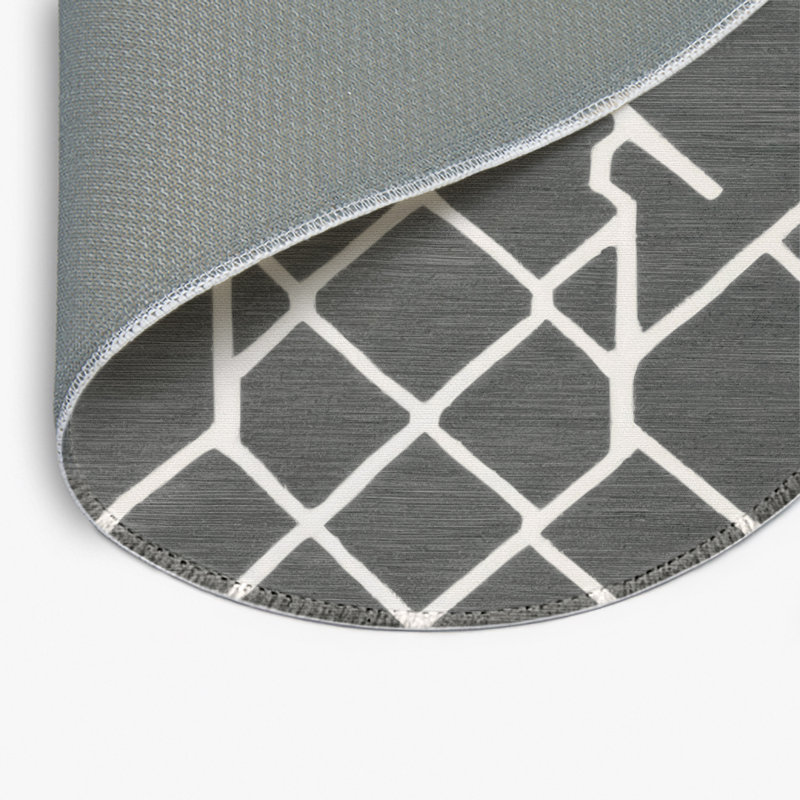 Trellis Gray Indoor and Outdoor Area Rug, Round 5'