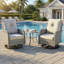 Ensemble de conversation pour patio 2 personnes avec chaises berçantes pivotantes et table en verre trempé-883765834