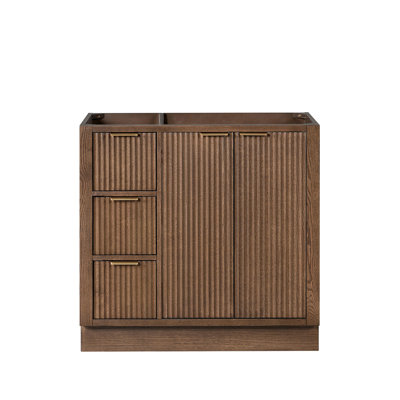 Base de meuble-lavabo décalée droite en bois massif 36 po Haun