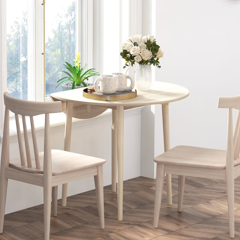 Table pliable de 35 po pour la cuisine, abattant rond, pieds en bois massif, chêne, augmente les options de rangement dans les petites cuisines, chêne, conception de feuille, s'adapte à divers styles de décor