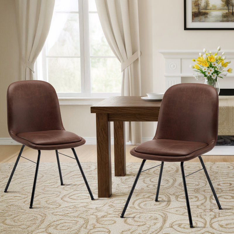Modern Curved Back Dining Chair With Metal Legs, Upholstered Accent Chair For Dining Room, Home Office