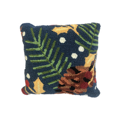 Happy Holly Indigo Pillow Size 16X16