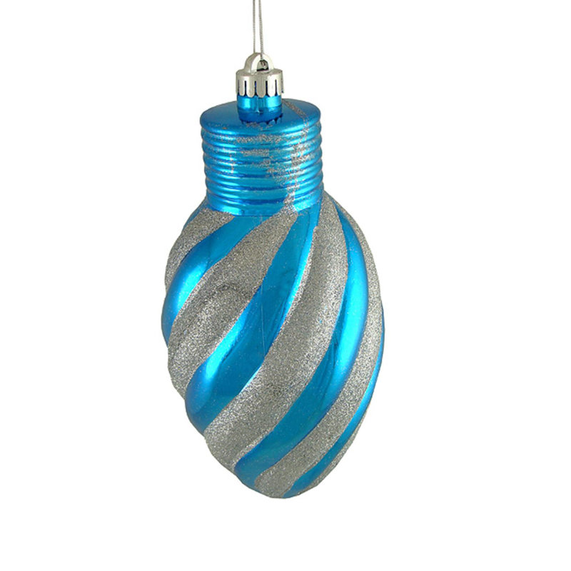 Ornement en forme d'ampoule de Noël 11 po à 2 finitions incassable, Bleu turquoise