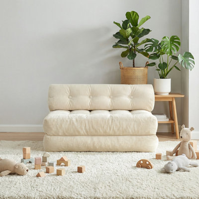 50" Convertible Folding Sofa Bed Pillow Back Support, Beige