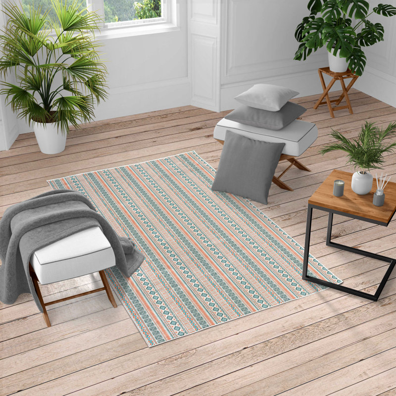 Tapis bleu pâle / bleu sarcelle foncé, Rectangle 5 pi 3 po x 7 pi 6 po