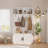 76-Inch Hall Tree with Bench and Shoe Storage in White -  Entryway Bench with Coat Rack. 4 Shoe Compartments. 4 Coat Hooks and Top Storage for Mudroom