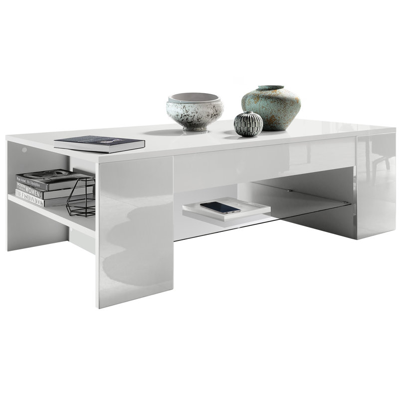 Alldredge Mazzone Coffee Table with Storage Space, White
