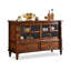 Deep-cherry Solid + Manufactured Wood+Glass Sideboard-567197473-567197475