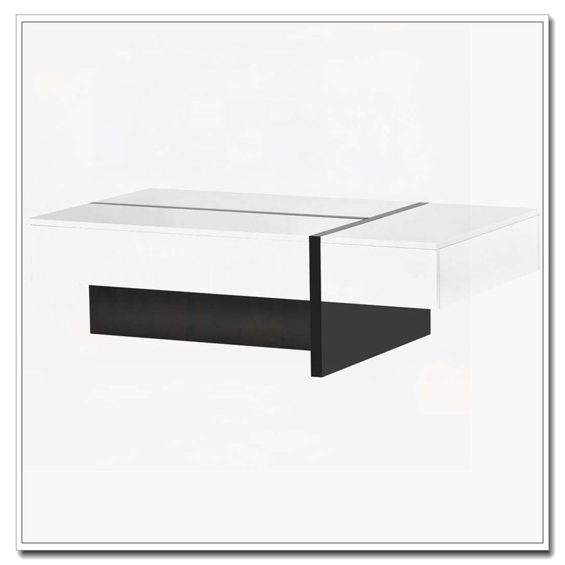 Table basse rectangulaire, Plateau blanc / base noire