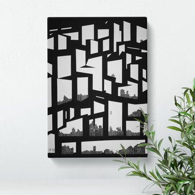 Monochrome City Skyline Abstract No.3 - Wall Art