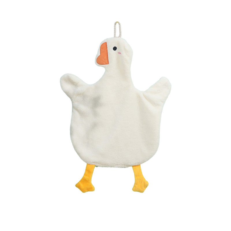 Cute Goose Shaped Hanging Kitchen Towel With Loop, Multi Functional Absorbent Hand Towel For Bath Kitchen, 13.8x9.8in Gray