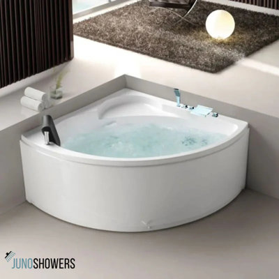 Robinet de baignoire romaine en cascade avec douche à trois poignées Juno