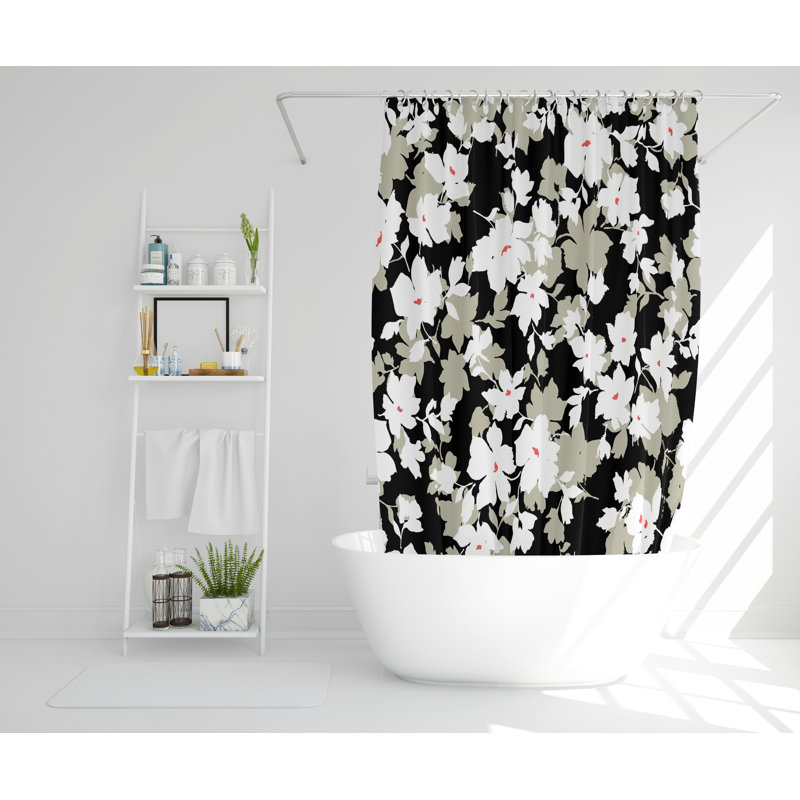 Waterhouse Polyester Shower Curtain Set, 168cm H x 168cm W, Grey/Black