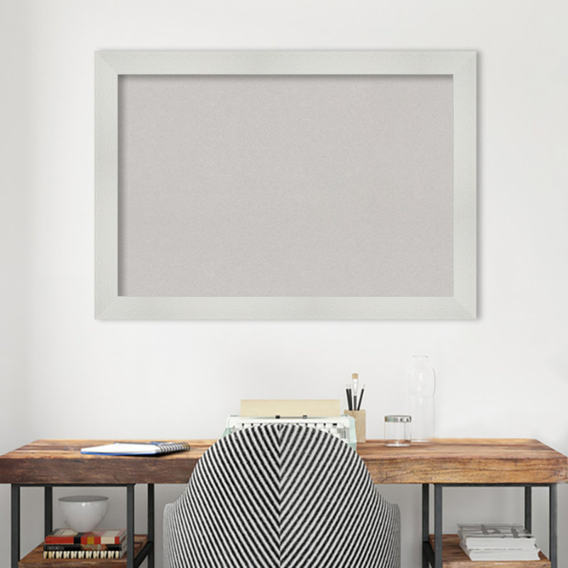 Panneau de liège gris, cadre blanc mosaïque - babillard, tableau d'organisation, tableau d'affichage, 28 po x 40 po