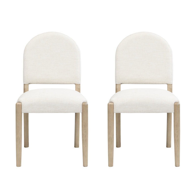 Chaises de salle à manger rembourrées Ellis, Coussin blanc / structure en frêne clair