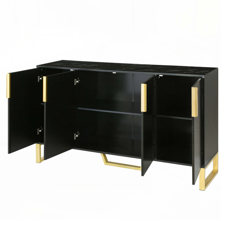 Storage Console Table with Adjustable Shelves, Black