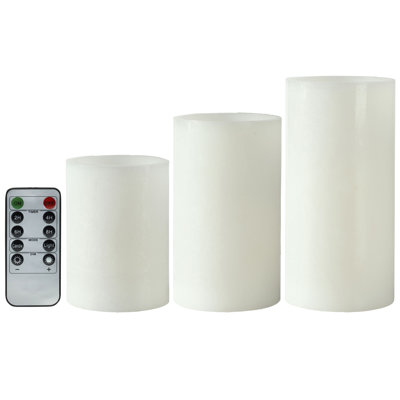 Set of 3 LED Wax Pillars, 3X4,5,6 Inch