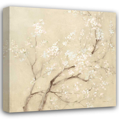 Art sur toile tendue avec la galerie Red Barrel Studio® Nai, Danhui: White Cherry Blossoms I Linen Crop