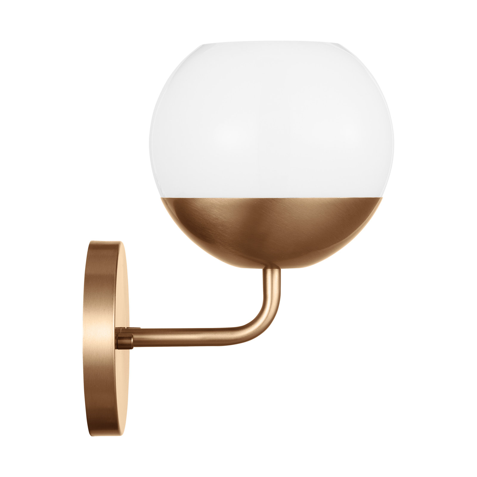 Avoca Single Light Dimmable Armed Sconce, Satin Brass