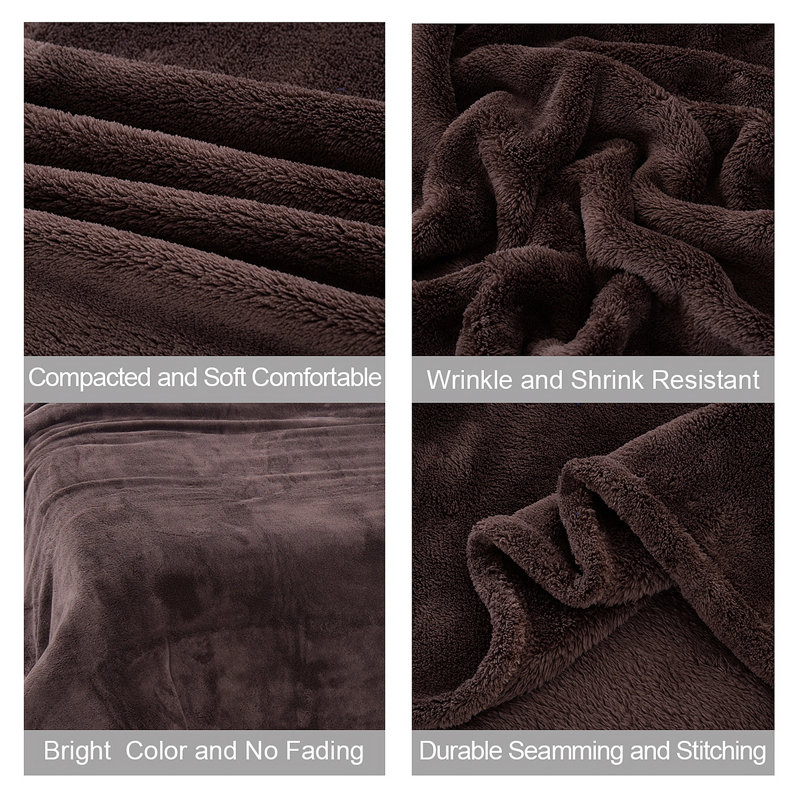 Couverture douce en flanelle toutes saisons, Grand, Café