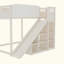 Lit mezzanine avec tête de lit rembourrée et tablettes de rangement, complet avec échelle et glissade-129387394-129387392