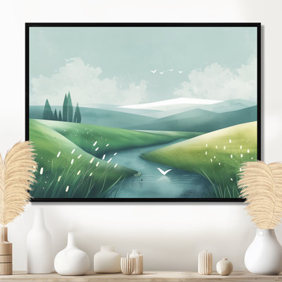 «Green Grey Pond Meadows In Tuscany I», reproduction d'art de ferme murale