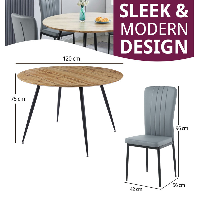 Misouk Dining Set, 75" H x 120" W x 120" D, 7 Pieces: 1 Table, 6 Chairs